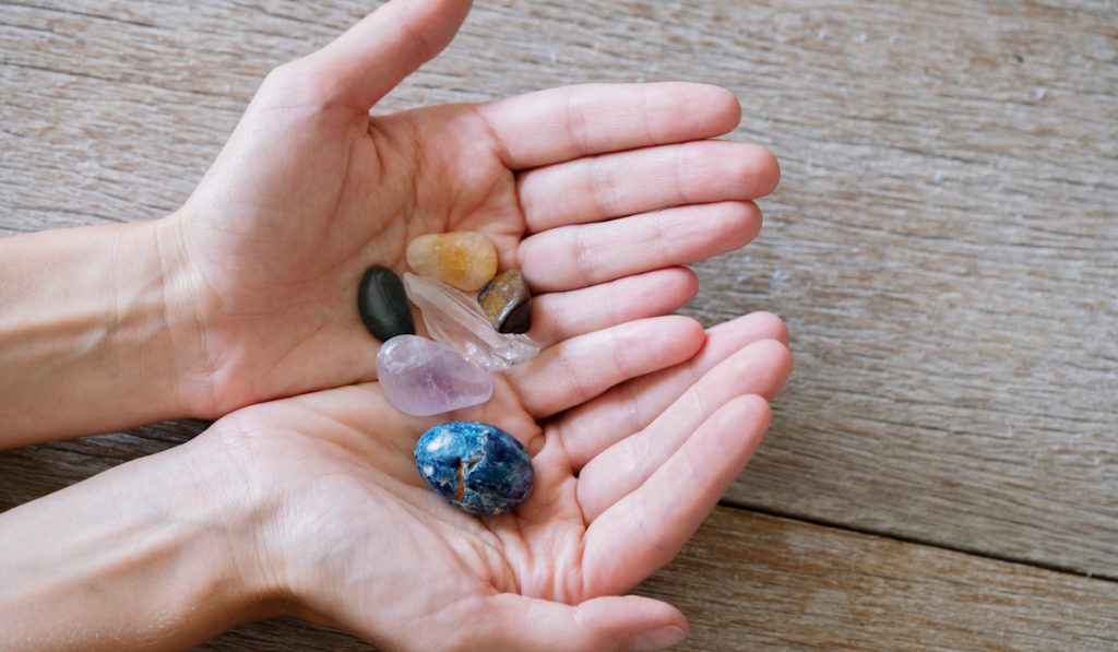 holding variety of crystals