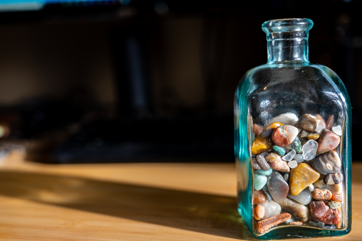 pebbles inside a classic jar