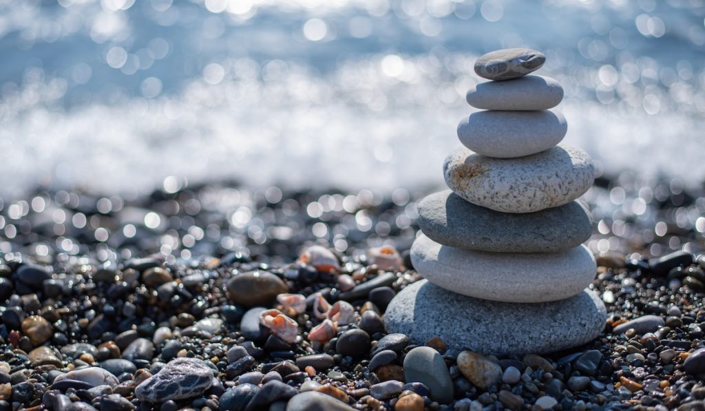 stacked stones on the beach