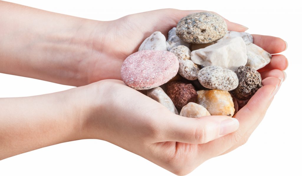 various pebbles on hand